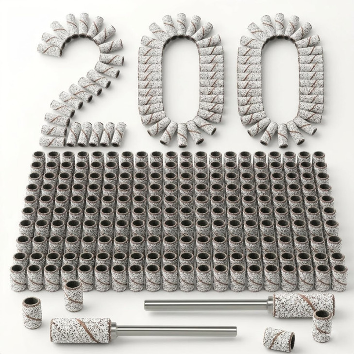 Mini Sanding Bands for Nail Drill: Precision 200Pcs 240 Grit Small Sanding Bands with 2 Mandrels, Perfect for Acrylic/Gel Removal & Cuticle Shaping,
