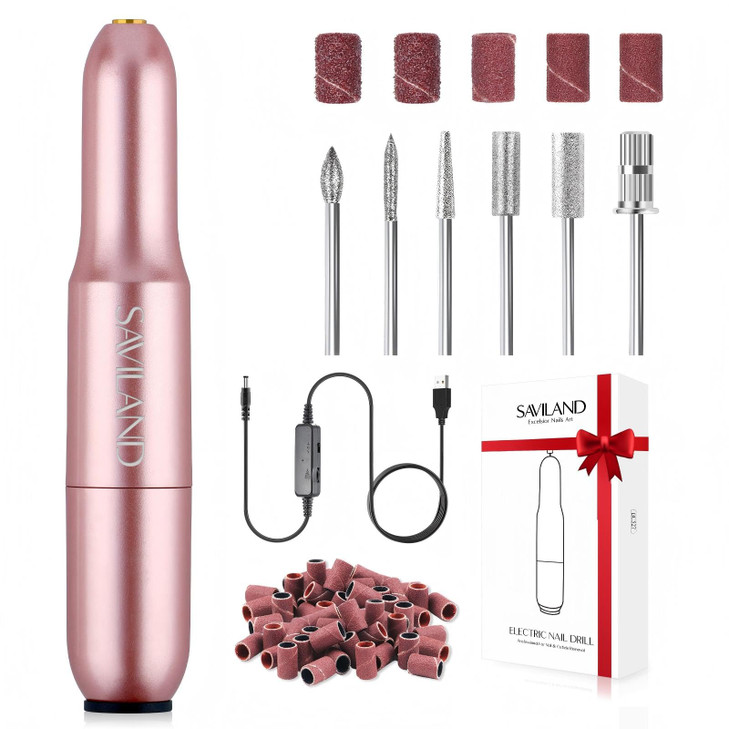 SAVILAND Advance Electric Nail Drill: Exclusive Series 20000RPM Portable Efile Nail Drill Machine Complete Drill Bits for Remove Acrylic Nails Manicu
