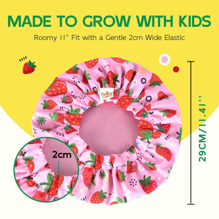 Years calm Satin Lined Shower Cap for Kids, Waterproof Kids Shower Cap with Soft Hair Protection & Wide Elastic Band, Reusable Shower Hat for Kids Ag