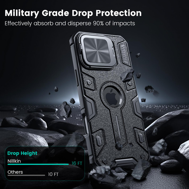 Nillkin Magnetic for iPhone 16 Pro Max Case, Compatible with MagSafe, Military-Grade Case with Invisible Kickstand & Camera Cover, Heavy Duty Magneti