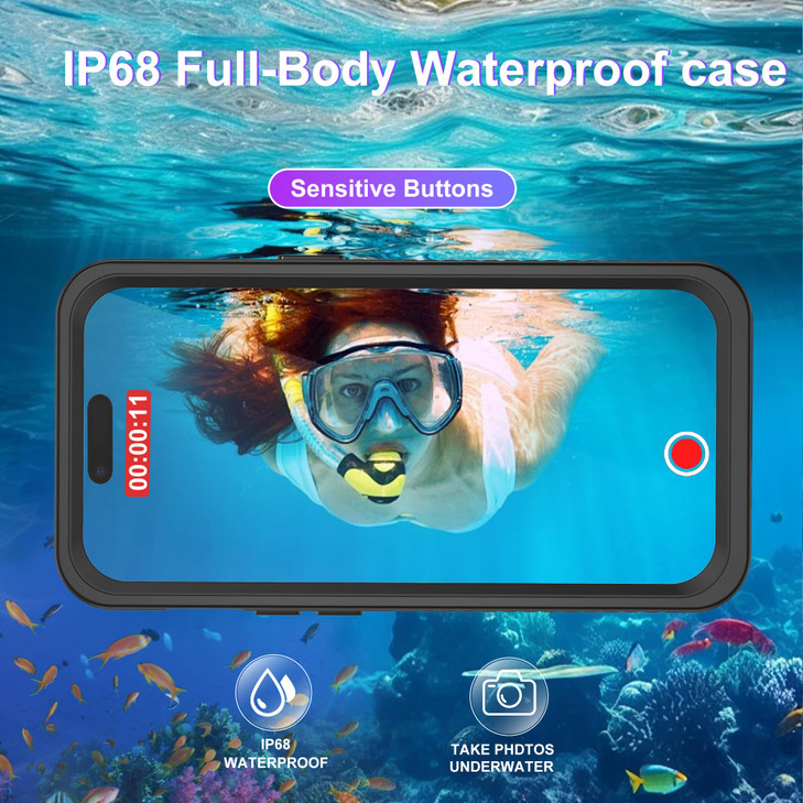 Yumecamp Compatible with iPhone 16 Plus Case Waterproof, [Built-in Screen Protector] [IP68 Waterproof] 360 Full Body Shockproof and Dustproof Protect