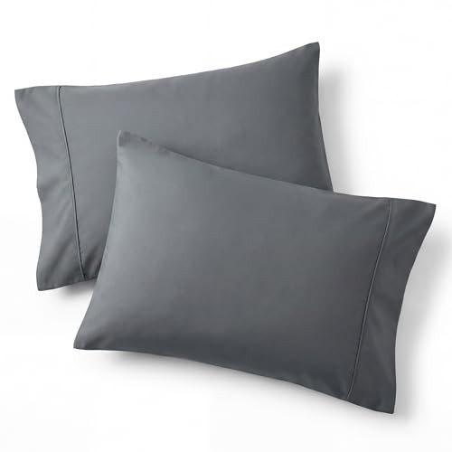 Bedsure Pillow Cases Queen Set of 2 - Dark Grey Double Brushed Microfiber Pillowcases 2 Pack, Super Soft Cooling Pillow Case Covers with Envelope Clo