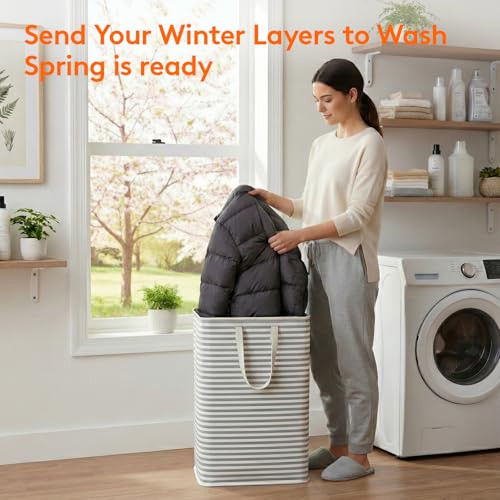 Lifewit 2 Pack Laundry Basket 80L Each, Collapsible Clothes Hamper with Reinforced Handles, Freestanding Waterproof Design for Bedroom and Laundry Ro
