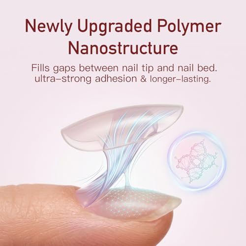 CurvLife TabQueen Extra Strong Press On Nail Adhesive Tabs, 10 Sheets 180PCS 18 Sizes, Strong Hold Nail Glue Stickers, 0.3mm Ultra-Thin Sticky Tabs,
