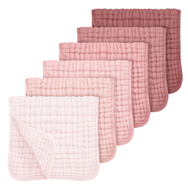 Looxii Muslin Burp Cloths Baby Girl 6 Pack - 20" x 10" - Ultra Soft & Absorbent, 6-Layer 100% Cotton for Spit Up & Drool- Gentle Baby Burping Cloth,
