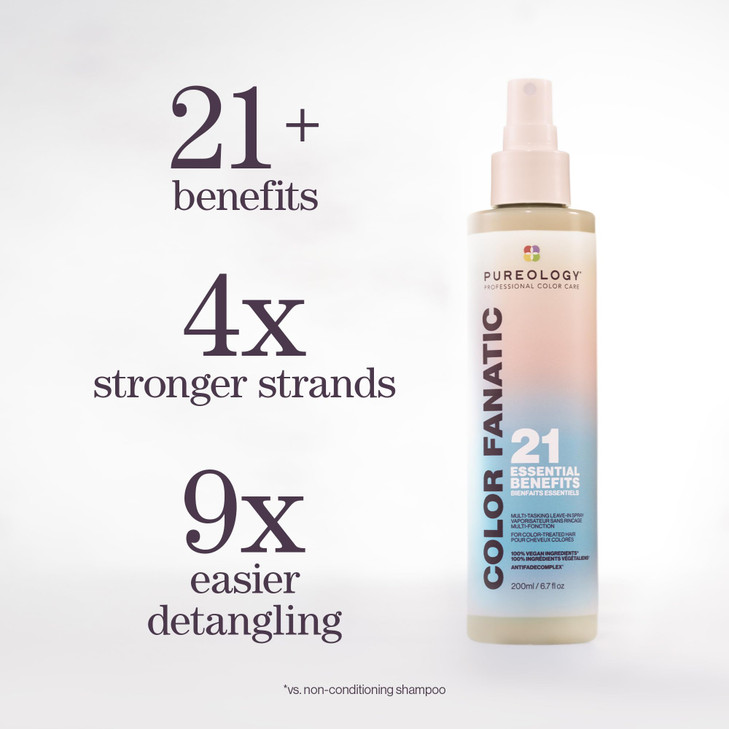 Pureology Color Fanatic Multi-Tasking Leave-In Spray, 21 Benefits for All Hair Types, Heat Protection, Detangling & Frizz Control, Infused with Cocon