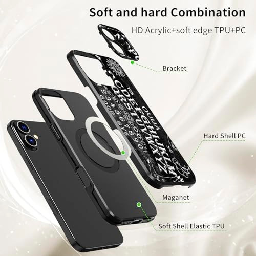 GYSYSQSH for iPhone 16 Plus Case with Screen Protector Adjustable Camera Cover Stand Kickstand & Camera Lens Protection Magnetic Slim Anti-Scratch Ph