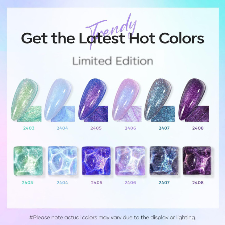 modelones Gel Nail Polish Set- 6 Colors 2026 Easter Chameleon Aurora Shimmer Glitter Gel Polish Kit Blue Green Purple Nail Gel Polish Soak Off LED Na