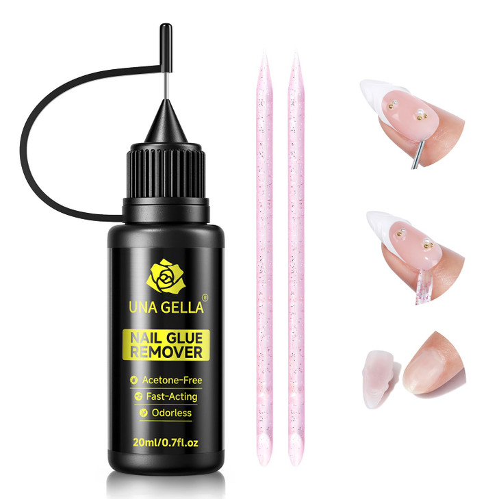 UNA GELLA Nail Glue Remover for Press on Nails?20ml Pinpoint Non-Acetone Semi Solid Nail Glue Remover for Nails Tips?Gentle GLUE Remover with Upgrade