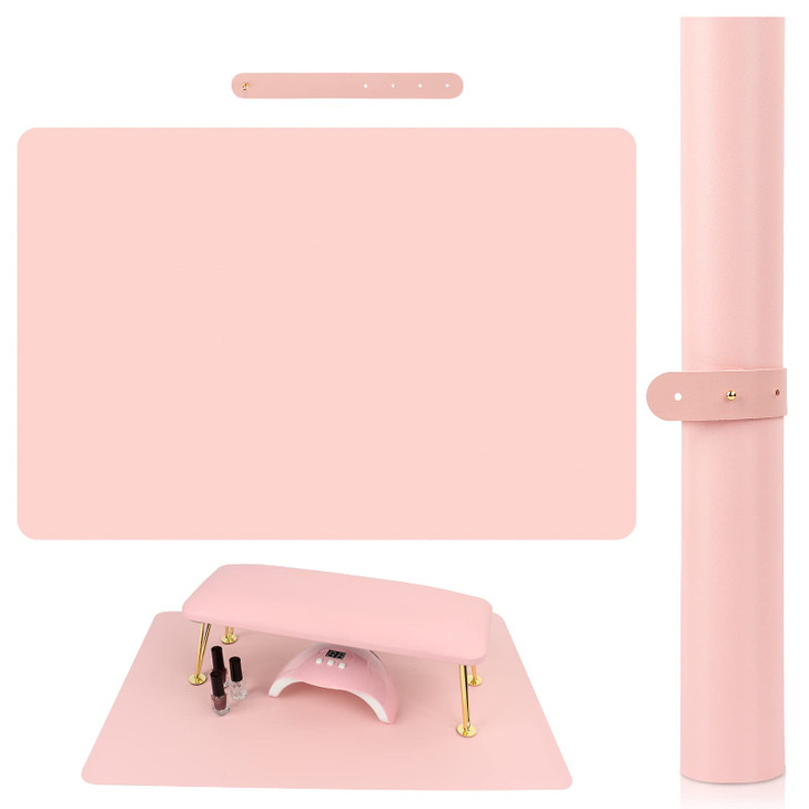 (MAT ONLY) Pink Nail Art Table Mat, Foldable Nail Art Hand Rest Pad for Nail Arm Rest Cushion, Soft Microfiber Leather Nail Mat, Manicure Pad Nail Ta