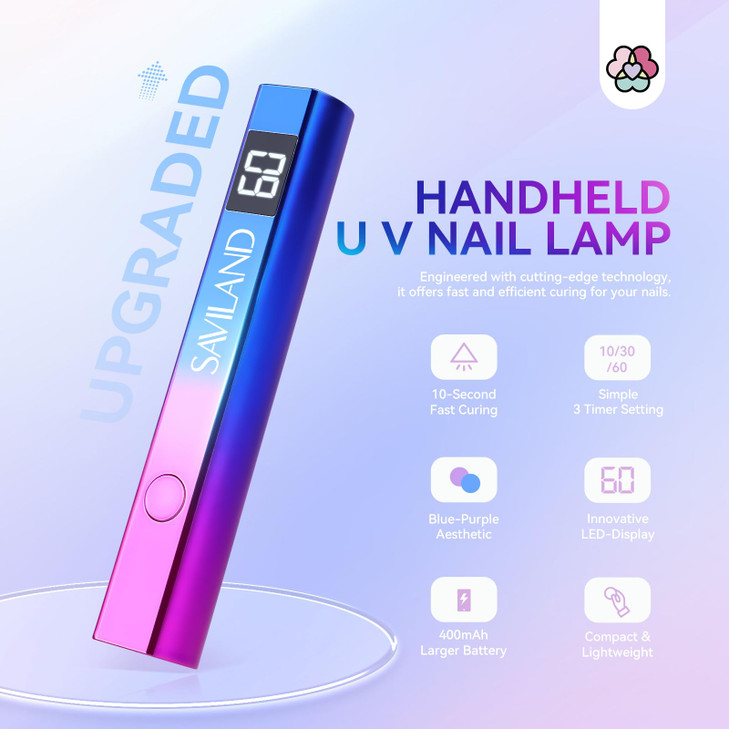 SAVILAND U V Light for Nails  Handheld UV Lamp for Gel Nails LED Nail Flash Cure Lamp Portable Mini Nail Dryer for Curing Gel Polish Glue USB Nail A