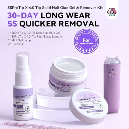 SAVILAND Solid Nail Glue Gel & Nail Glue Remover Kit: U V Light for Nails Complete Nails Tools for Press Ons Strong Nail Glue Gel Handheld Gel X Lamp