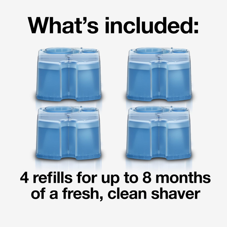 Braun Clean & Renew Refill Cartridges CCR, Replacement Shaver Cleaner Liquid Solution for Clean&Charge System, Pack of 4
