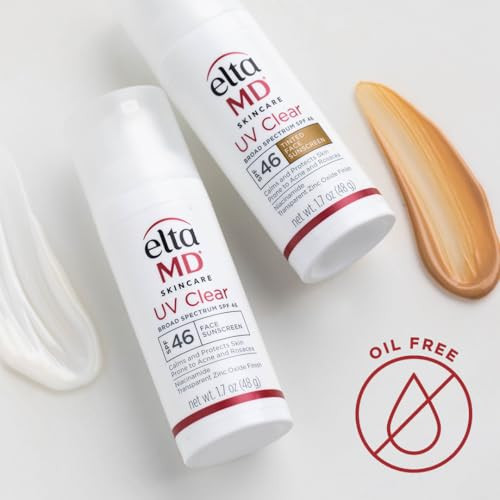 EltaMD UV Clear Face Sunscreen SPF 46, Oil Free for Face with Zinc Oxide, Dermatologist Recommended Sunscreen Lotion, For Acne-Prone Sensitive Skin,