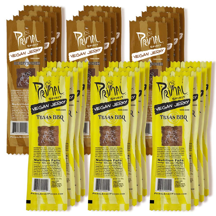 Primal Spirit Vegan Jerky - Soy Protein Energy Pack, 10 g. Plant Based Protein, Certified Non-GMO, No Preservatives, Sports Friendly Packaging The Cl