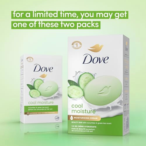 Dove Beauty Bar Soap Cool Moisture Cucumber & Green Tea Scent, 6 Bars for Refreshed Skin, Leaves Skin Refreshed 3.75 oz