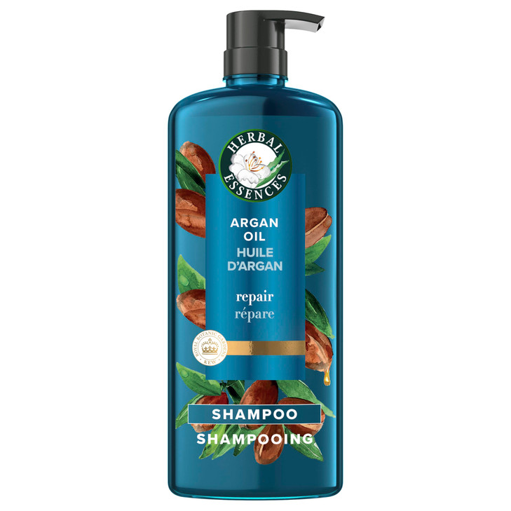 Herbal Essences Argan Oil Paraben Free Shampoo, Hair Repair, 20.2 fl oz, with Certified Camellia Oil and Aloe Vera, For All Hair Types, Especially Da