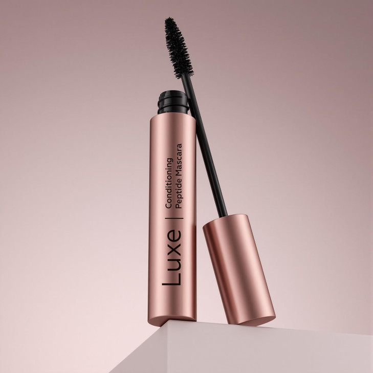 Luxe Cosmetics Waterproof Conditioning Peptide Mascara, Buildable Volume & Length, Long-Lasting Smudge-Proof Black, Lash Extension Friendly