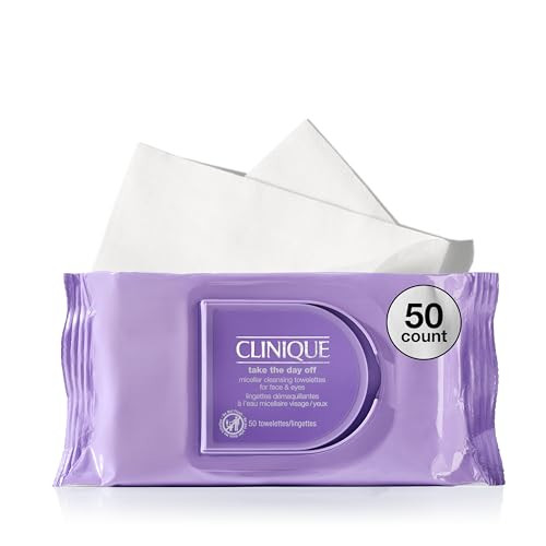 Clinique Take The Day Off Micellar Cleansing Makeup Remover Wipes For Face and Eyes | For All Skin Types | No Water Required | Perfect For Gym or Tra