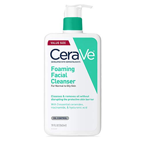 CeraVe Foaming Facial Cleanser, Daily Face Wash for Oily Skin, Hyaluronic Acid + Ceramides + Niacinamide, Fragrance Free & Paraben Free, Non-Drying O