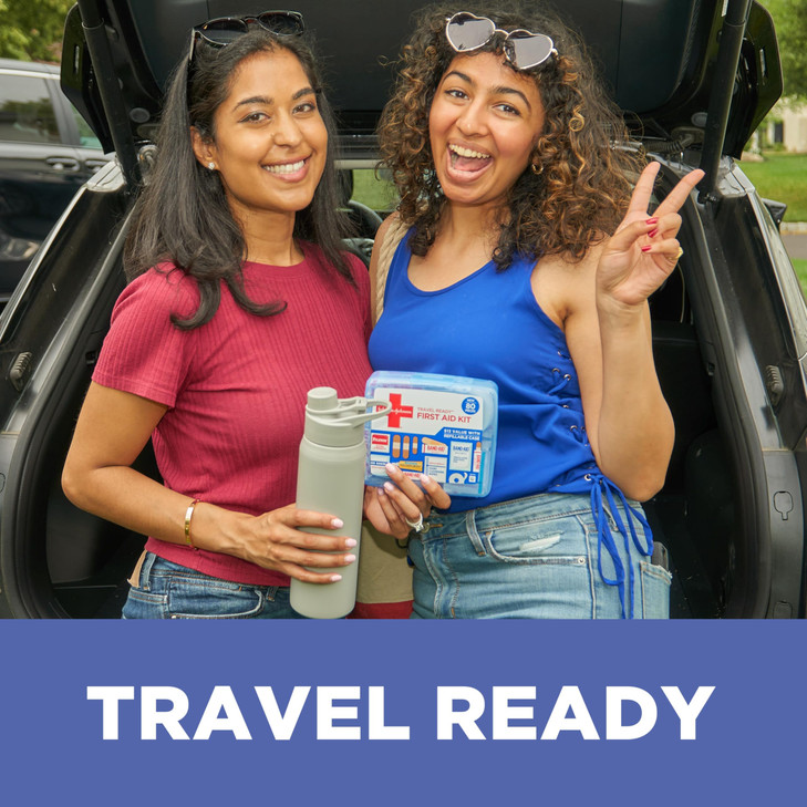 BAND-AID Brand Travel Ready Portable Emergency First Aid Kit for Minor Wound Care, Perfect for Home, Car, Travel, Camping Essentials & Outdoor Emerge