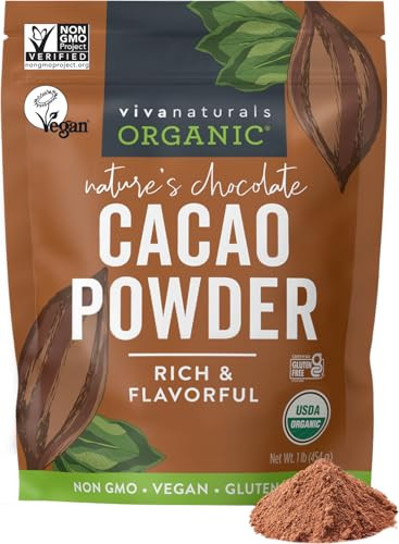 Organic Cacao Powder, Unsweetened, 1 lb (454 g)  Rich Dark Chocolate Flavor, Perfect for Baking, Smoothies & Hot Chocolate  Vegan, Keto, Paleo, Non