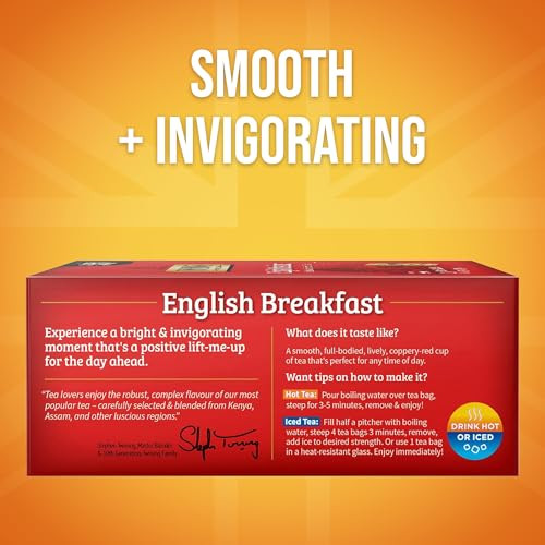 Twinings English Breakfast Black Tea Individually Wrapped Bags, 100 Count (Pack of 1), Smooth, Flavourful, and Robust, Caffeinated, Enjoy Hot or Iced