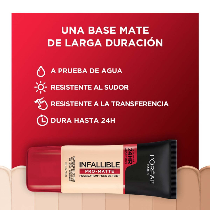 L'Oreal Paris Cosmetics Makeup Infallible Pro-Matte Liquid Longwear Foundation, Shell Beige, 1 fl oz.