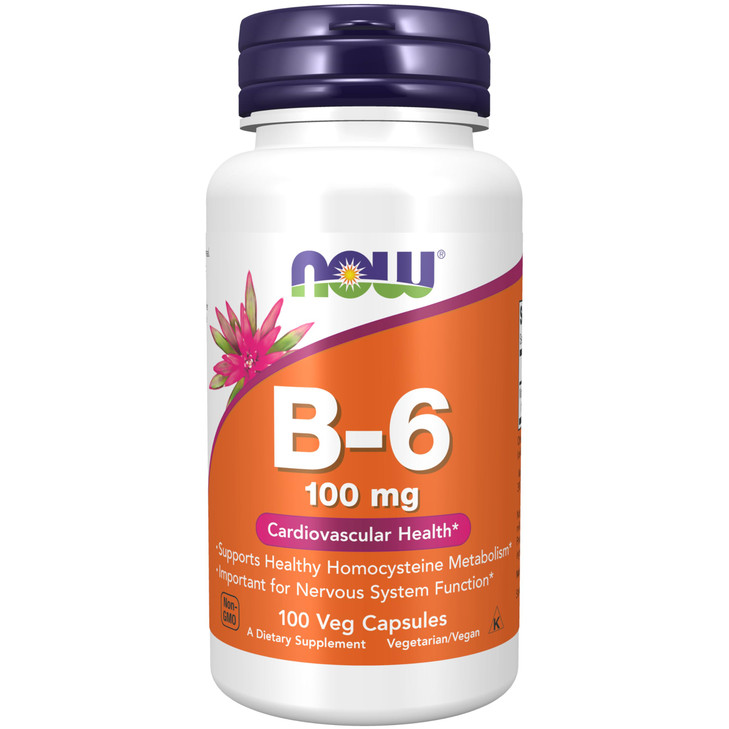 NOW Foods Supplements, Vitamin B-6 (Pyridoxine HCl) 100 mg, Cardiovascular Health*, 100 Veg Capsules