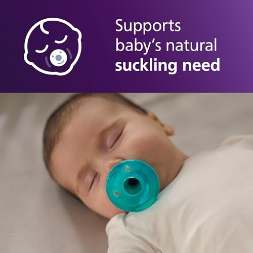 Philips Avent Soothie Baby Pacifiers - 100% Silicone Pacifiers for Babies 0-3 Months, One-Piece Design, BPA-Free, Extra Durable, Green, 4 Pack, Model