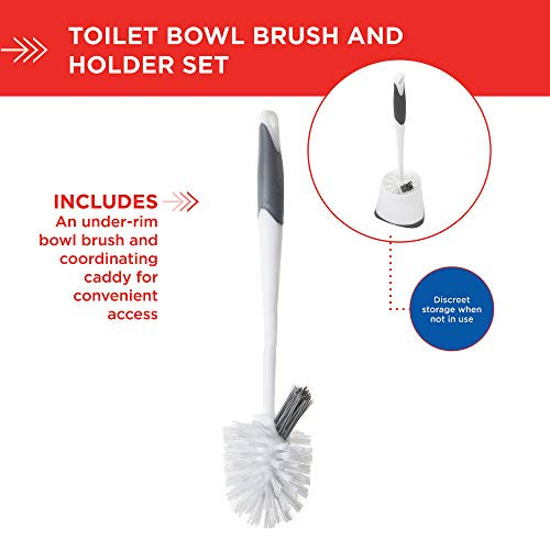 Clorox Under-Rim Toilet Bowl Brush with Corner Storage Caddy, 16 x 5 x 5.5 in