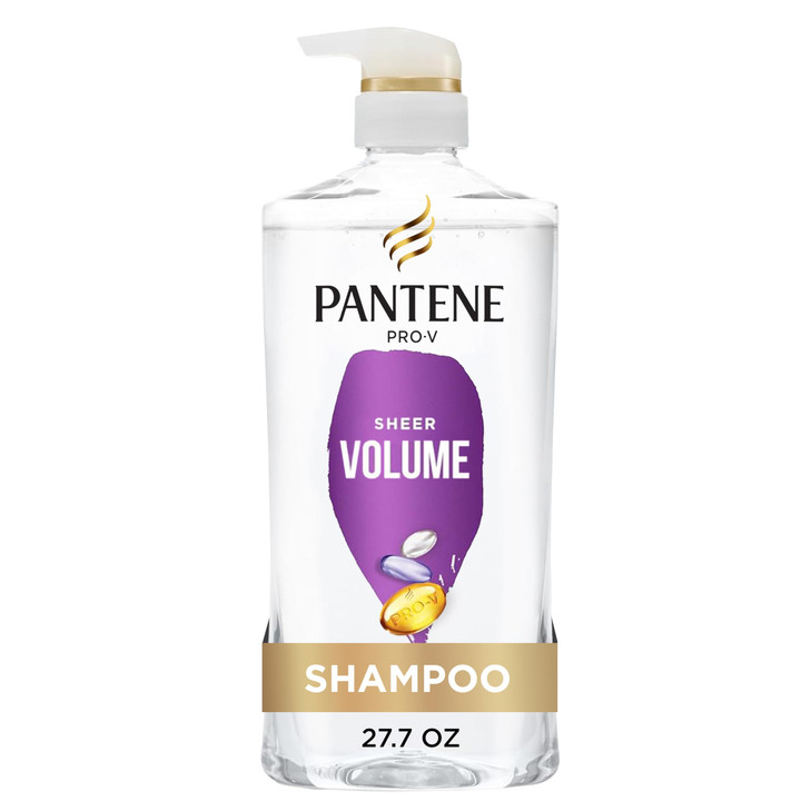 Pantene Shampoo, Sheer Volume - 72-Hour Fullness, Lightweight Nourishment with Pro-Vitamin B5 + Antioxidants, Fine, Thin, Color-Treated Hair, Paraben