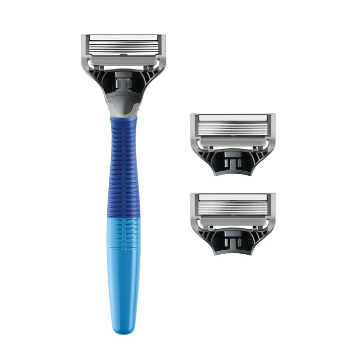 Harry's Original Shaving Kit for Men - Razor Handle and 3 Razor Blade Refill Cartridges - German Engineered - Ocean Blue