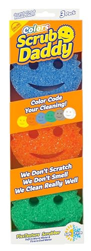 Scrub Daddy Color Sponges - Scratch-Free Multipurpose Dish Sponges for Kitchen, Bathroom & Household Cleaning - Made with BPA-Free Polymer Foam (3 Co