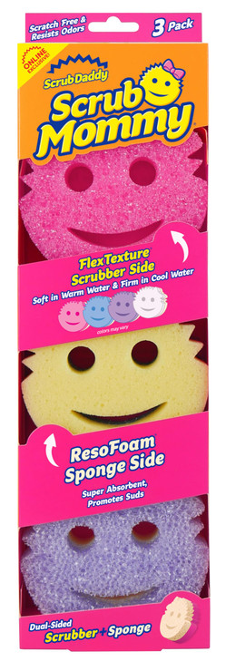 Scrub Daddy Scrub Mommy Sponges - Dish Scrubber + Non-Scratch Cleaning Sponges Kitchen, Bathroom + Multi-Surface Safe - Dual-Sided Dish Sponges for S
