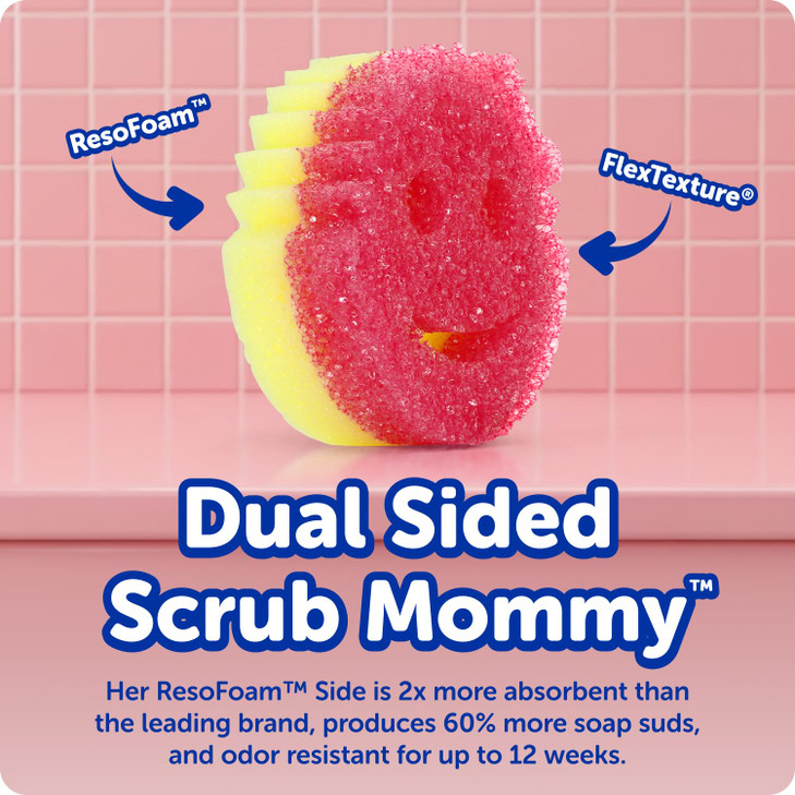 Scrub Daddy Scrub Mommy Sponges - Dish Scrubber + Non-Scratch Cleaning Sponges Kitchen, Bathroom + Multi-Surface Safe - Dual-Sided Dish Sponges for S