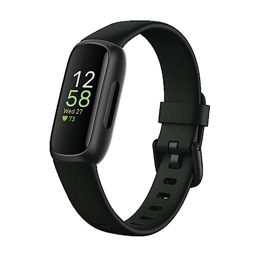 Fitbit Inspire 3 Health &-Fitness-Tracker with Stress Management, Workout Intensity, Sleep Tracking, 24/7 Heart Rate and more, Midnight Zen/Black One