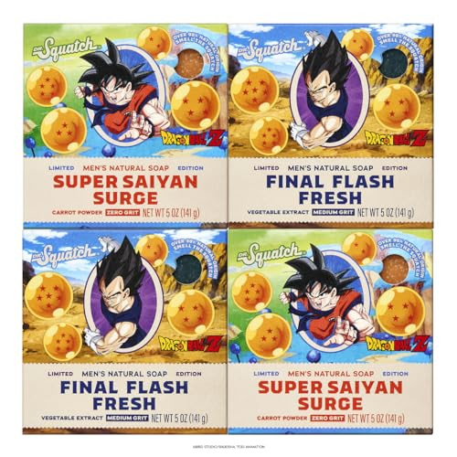 Dr. Squatch Natural Men's Bar Soap  Limited Edition Dragon Ball Z Gifts for Men  Natural Cold Process Soap Bar  Super Saiyan Surge + Final Flash F