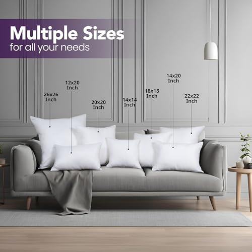Utopia Bedding 18x18 Pillow Inserts, Set of 2, White  Indoor Decorative Throw Pillows for Bed, Sofa & Couch  Soft, Supportive & Fluffy Cushion Inse