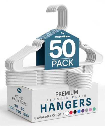 Utopia Home - Plastic Hangers 50 Pack - Space Saving Clothes Hanger - Durable and Strong Closet Organizers and Storage Makes It Ideal Stocking Stuffe