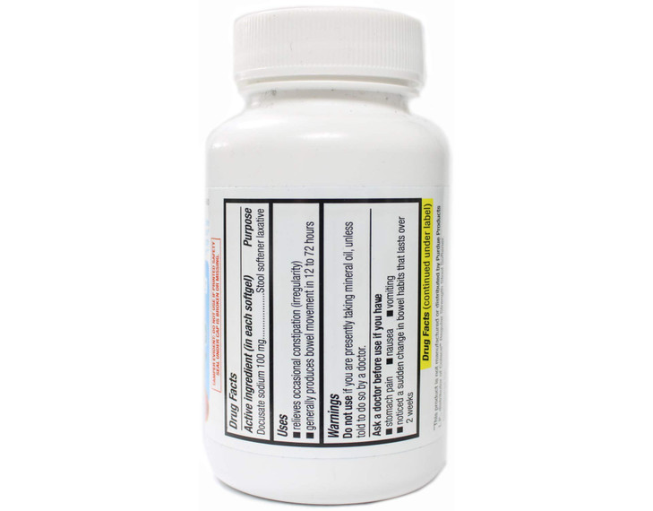 Major Pharmaceuticals DOK Stool Softener Softgels 100Mg, 100 Count Bottle
