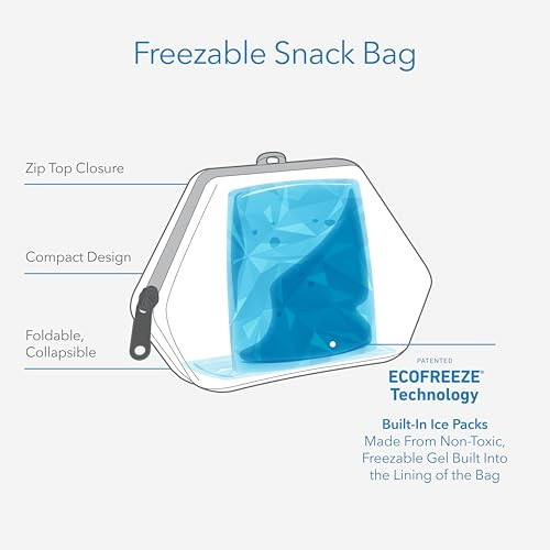 PackIt Freezable Snack Bag, True Blue, Built with EcoFreeze Technology, Foldable, Reusable, Zip Closure, Designed For Keeping Snacks Fresh On the Go,