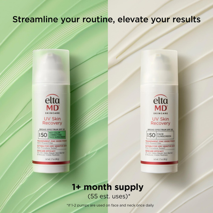 EltaMD UV Skin Recovery Green Tint 100% Mineral Sunscreen, SPF 50, Redness Correcting Face Sunscreen, Safe for Sensitive Skin, 1.7oz