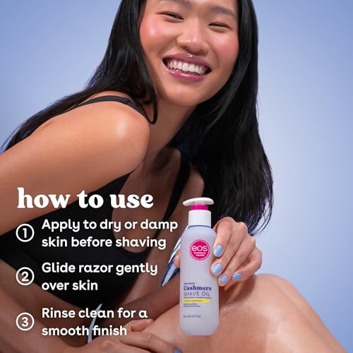 eos Cashmere Shave Oil  Vanilla Cashmere, Moisturizing Shave Oil with Shea Butter & Glycerin, Helps Prevents Irritation & Razor Burn, Vegan, 6 fl oz