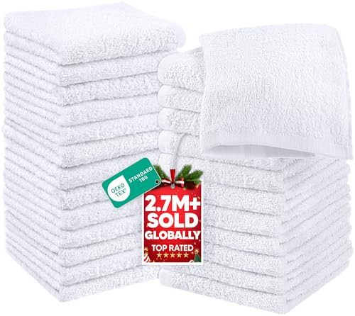 Utopia Towels 24 Pack Cotton Washcloths Set, 100% Ring Spun Cotton, Premium Quality Flannel Face Cloths, Highly Absorbent and Soft Feel Fingertip Tow