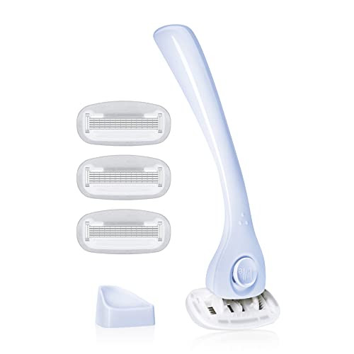 Billie Razors for Women Shave Kit  Womens Razor + 4 x 5-Blade Razor Refills + Magnetic Holder  Cool Blue