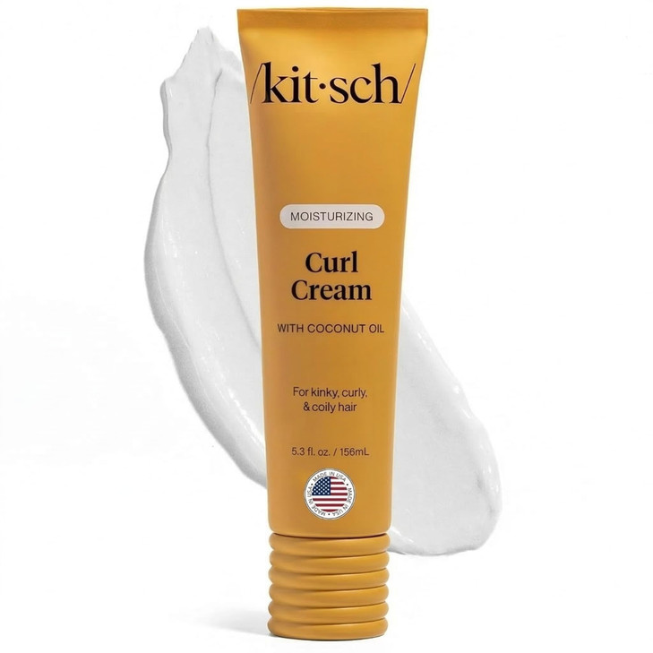Kitsch Moisturizing Curl Cream for Curly Hair  Lightweight Curly Hair Products for Men & Women | Defines Curls, Controls Frizz & Boosts Shine | Hydr