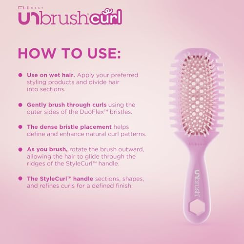 FHI Heat UNbrush Curl Defining Brush  Wavy, Coily, and Curly Hair Brush with DuoFlex Bristles & StyleCurl Handle  for Gentle Detangling & Faster St