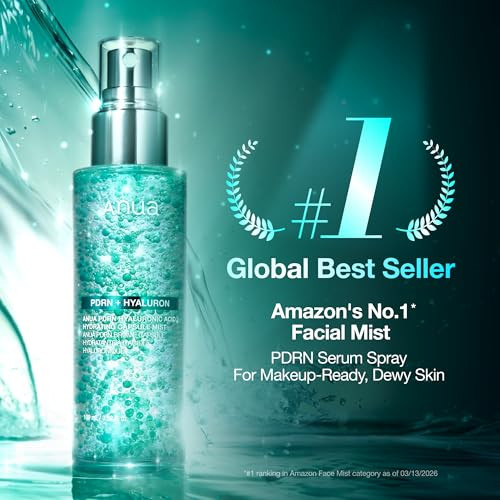 ANUA PDRN Collagen Glow Facial Serum Spray, Hydrating Face Mist, Hyaluronic Acid, dewy glass finish, All Skin Types, Instant Plumping Hydration, Firm