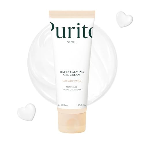 PURITO Oat In Calming Gel Cream, Non-Comedogenic, 77% Oat Seed Water Lightweight Water-Gel Face Moisturizer, Fragrance-Free, Vegan Korean Skincare, S